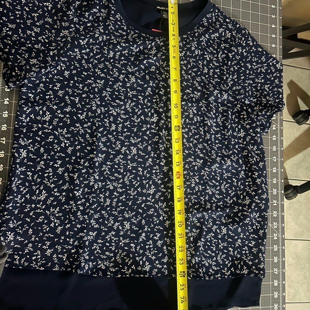 Hilary Radley Navy Blue Floral Blouse